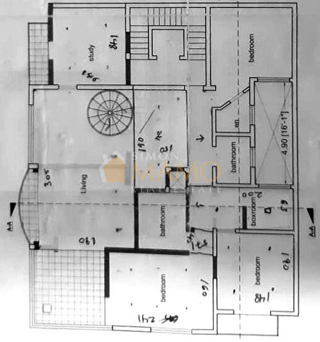View of A Scandinavian Penthouse Apartment With A Dark Green Kitchen