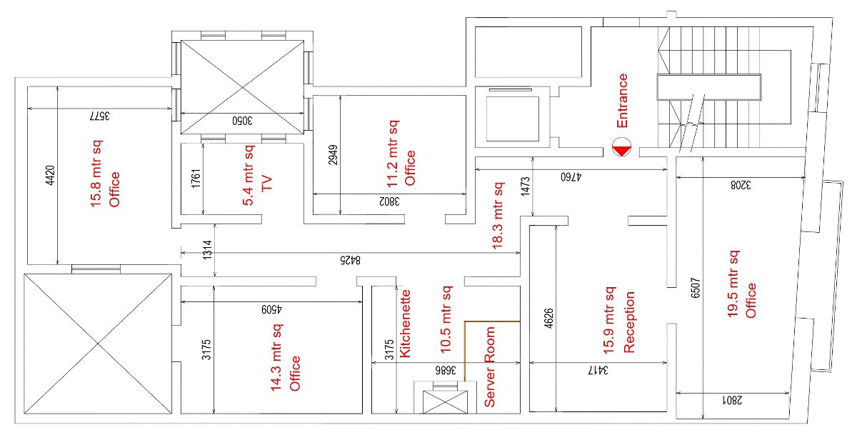 Business Centre with a Roof Terrace