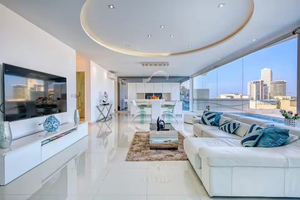 Illustration of Green Penthouse Living Spaces With Pool