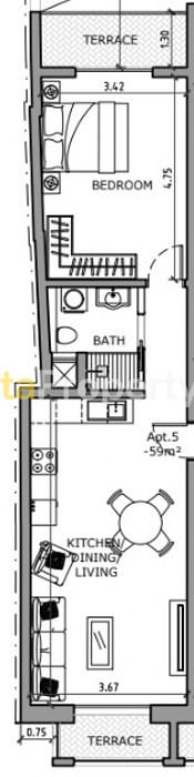 Third Floor Apartment with Front and Back Terraces